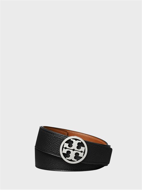 Cintura reversibile in pelle con fibbia logo argento TORY BURCH | 138936002